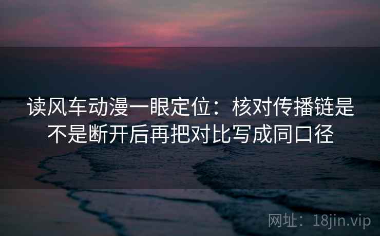 读风车动漫一眼定位：核对传播链是不是断开后再把对比写成同口径