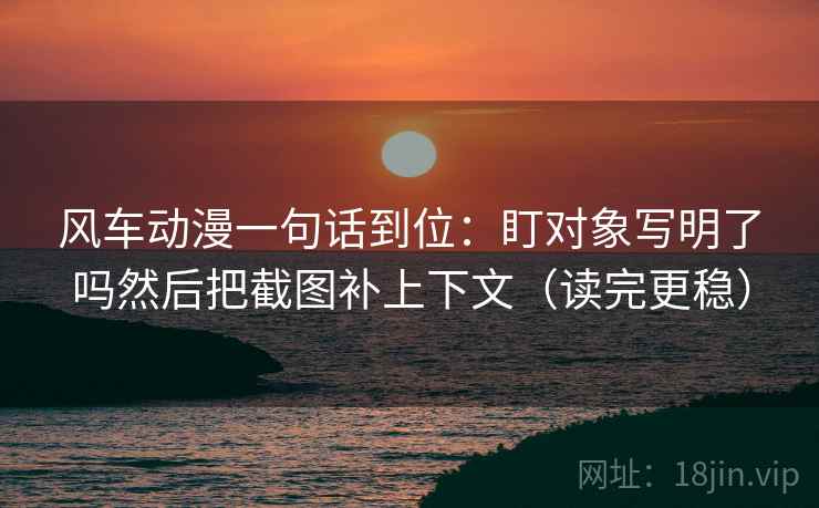 风车动漫一句话到位：盯对象写明了吗然后把截图补上下文（读完更稳）